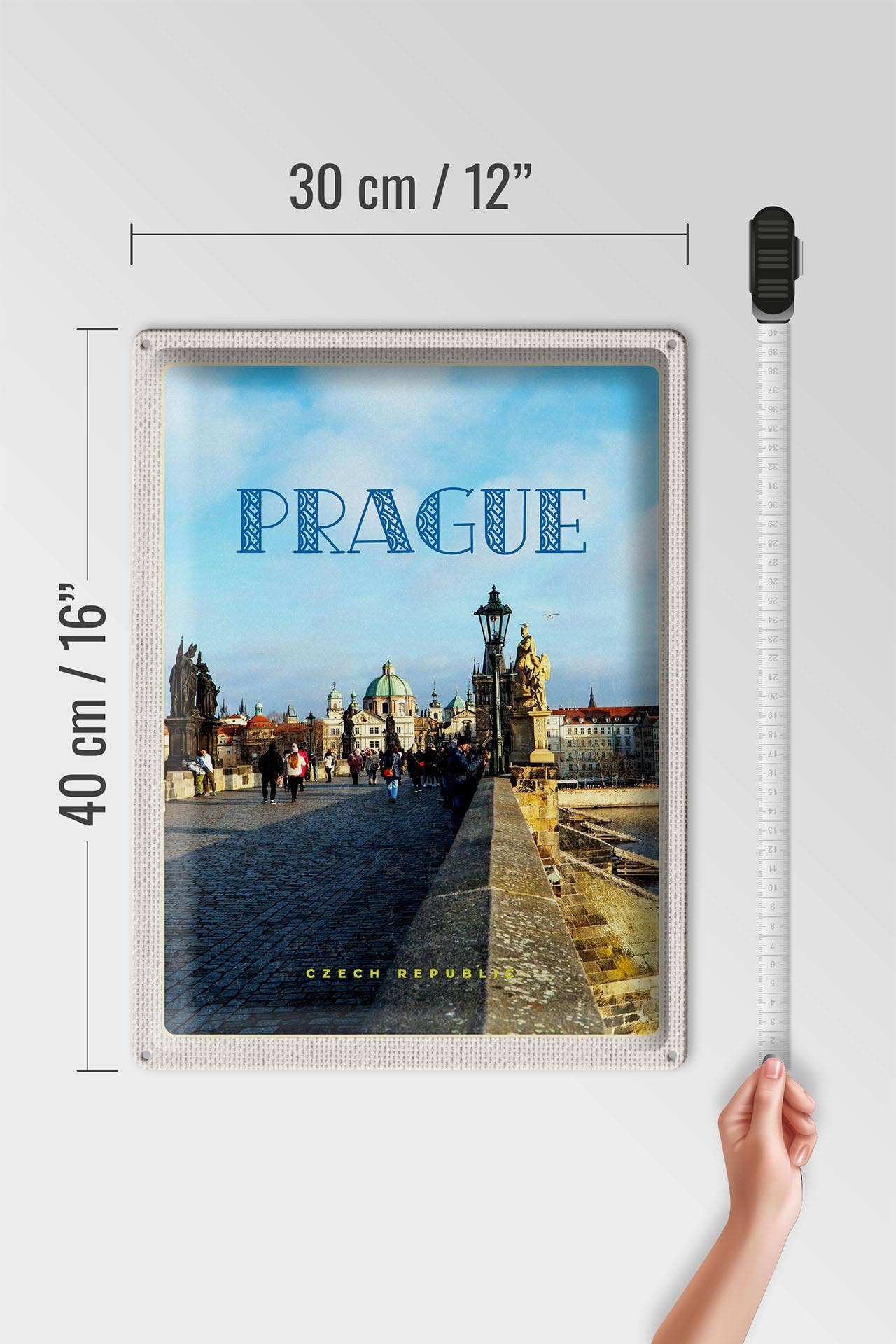 Old Town Prague Czech Republic Bridge Tin Sign