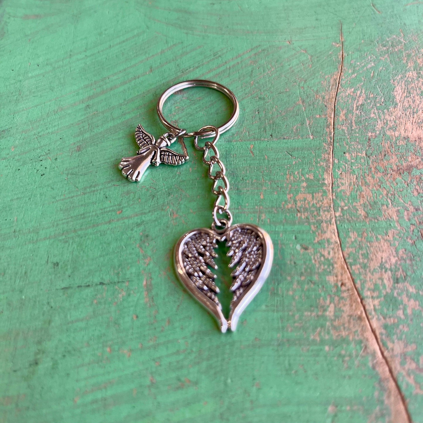 Angel Wing Heart Keychain