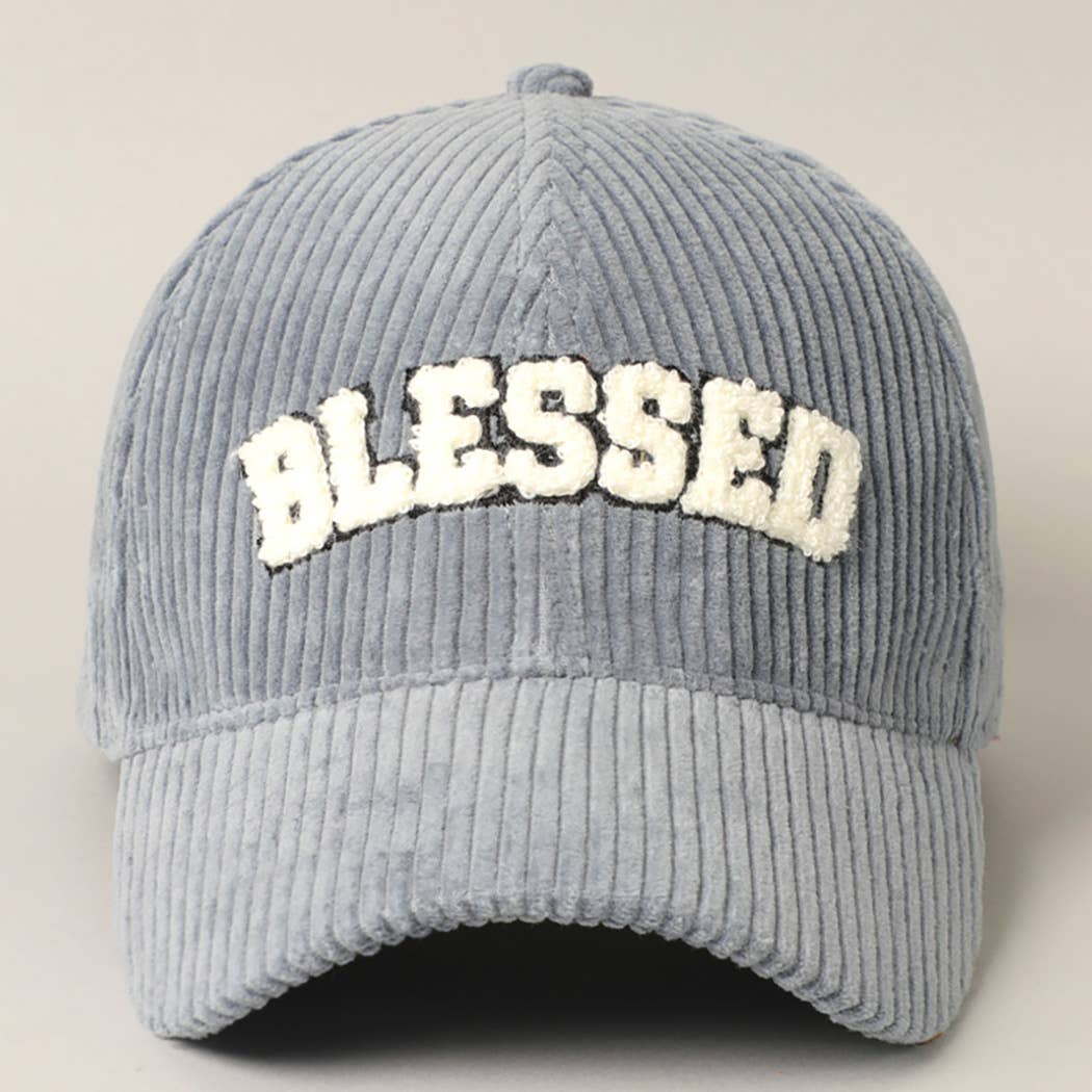 BLESSED Embroidered Corduroy Baseball Cap