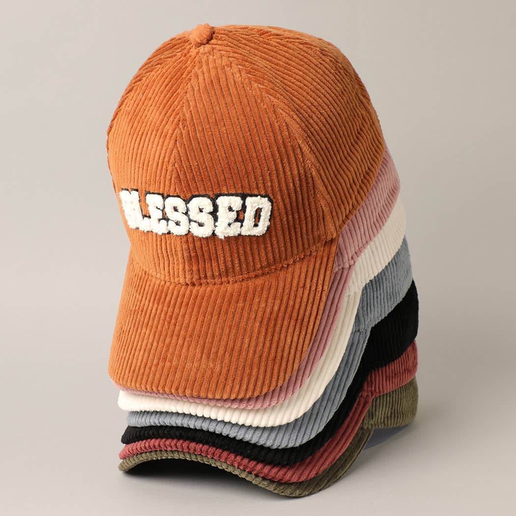BLESSED Embroidered Corduroy Baseball Cap