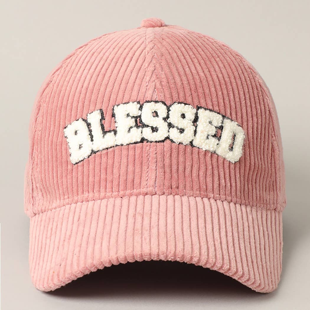 BLESSED Embroidered Corduroy Baseball Cap
