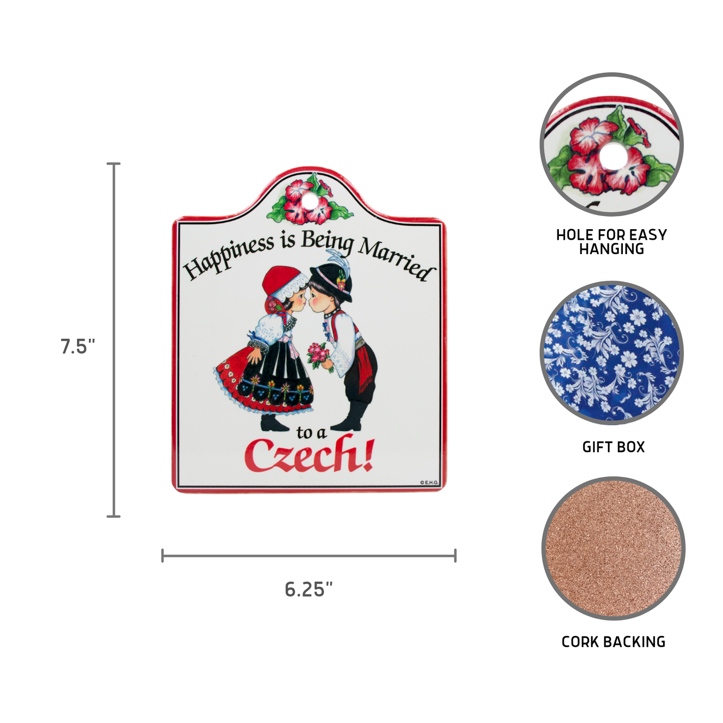 Czech Ceramic Cheeseboard With Cork Backing