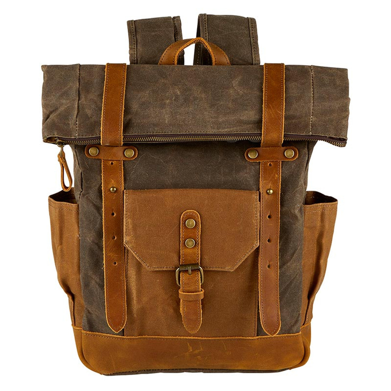 Vintage Waxed Canvas And Leather Rolltop Backpack Czech Corner Fine vintage-waxed-canvas-and-leather-rolltop-backpack-czech-corner-fine