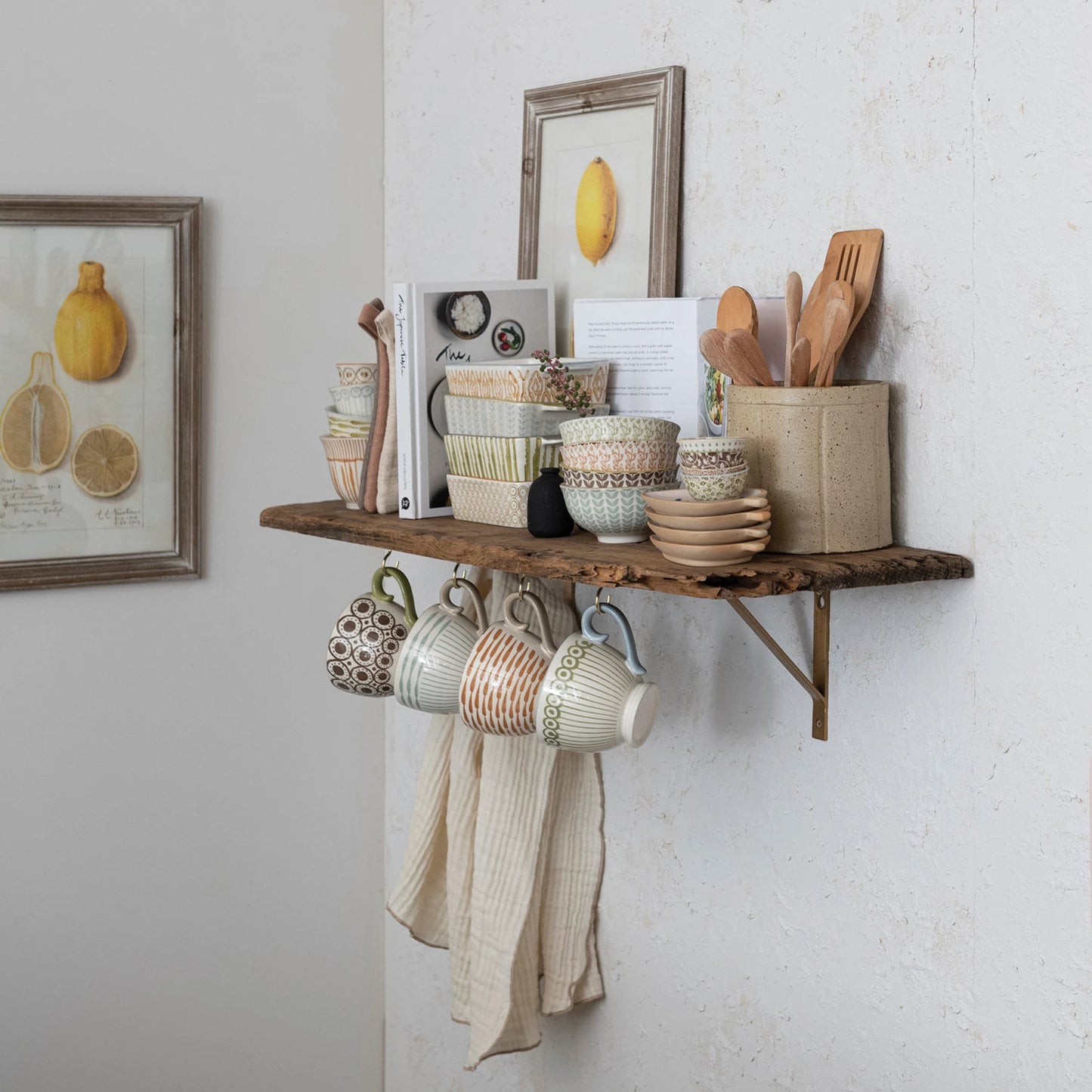 Stoneware Bowl w/ Pattern, 4 Colors