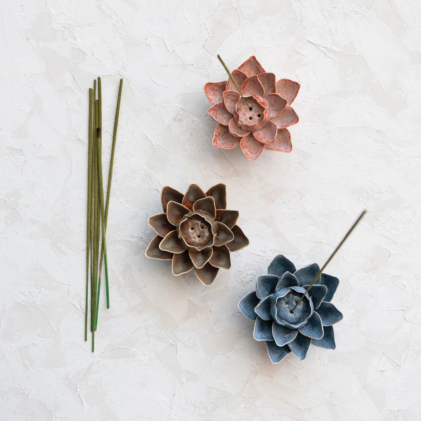 Handmade Stoneware Flower Incense Holder