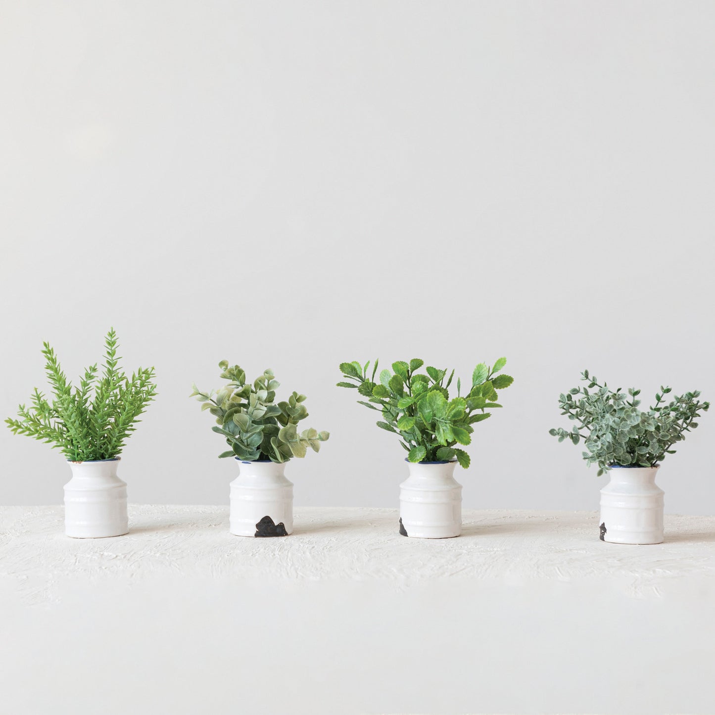 Faux Plant in Stoneware Pot