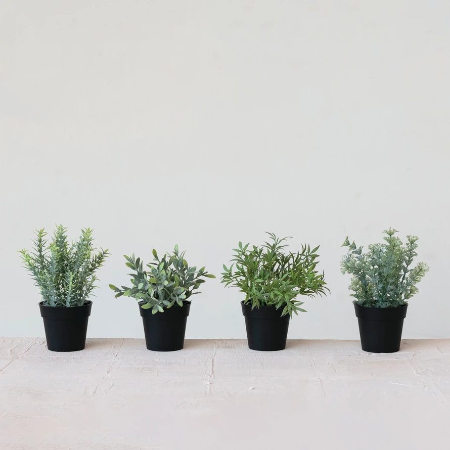 Faux Herbs in Plastic Pot