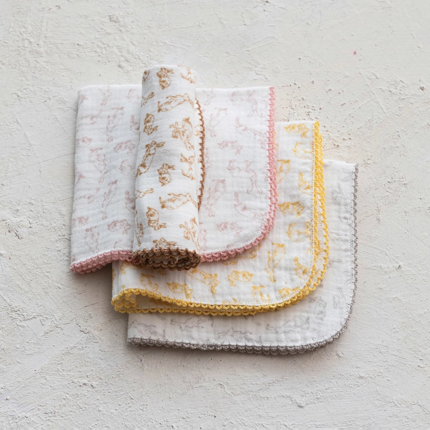 Cotton Burp Cloth w/ Rabbits