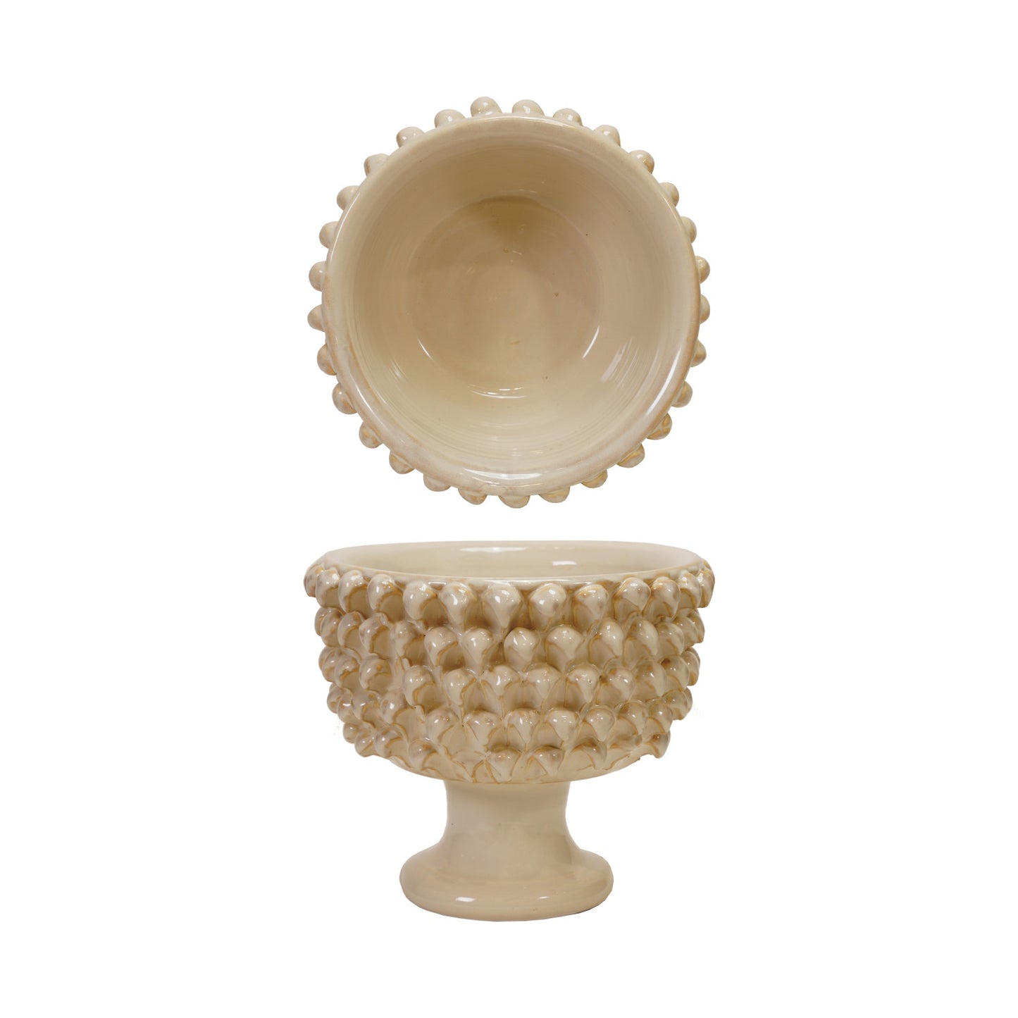 Terra-cotta 3D Formed Footed Planter, Cream Color (Holds 8" Pot)