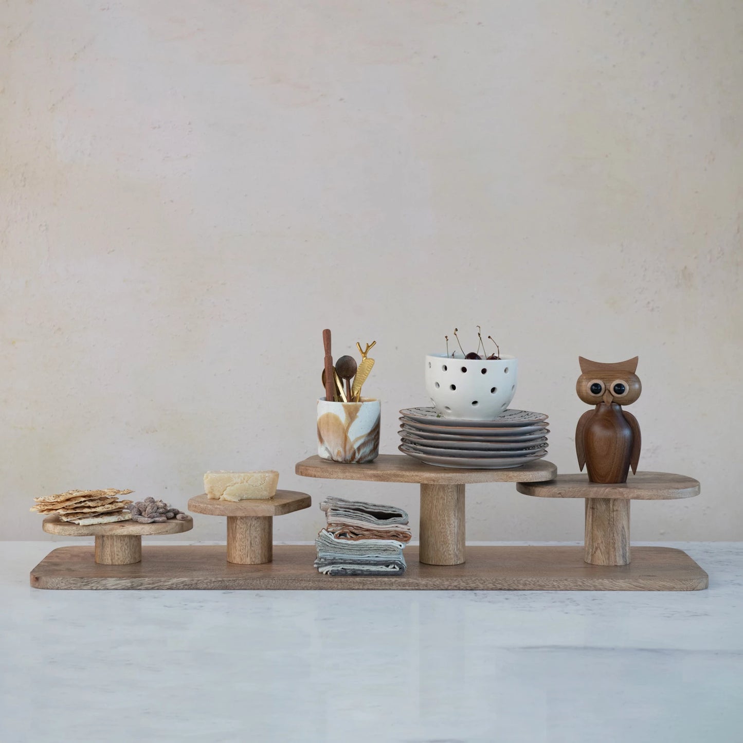 Mango Wood Serving Board with Pedestals