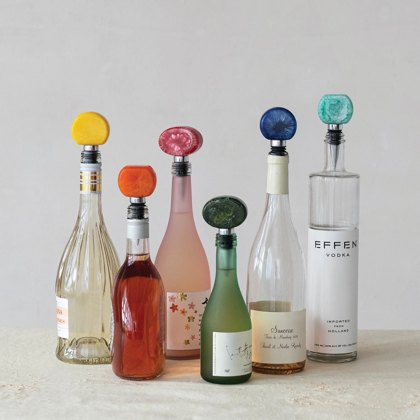 Aluminum & Marbled Bottle Stopper, 6 Styles