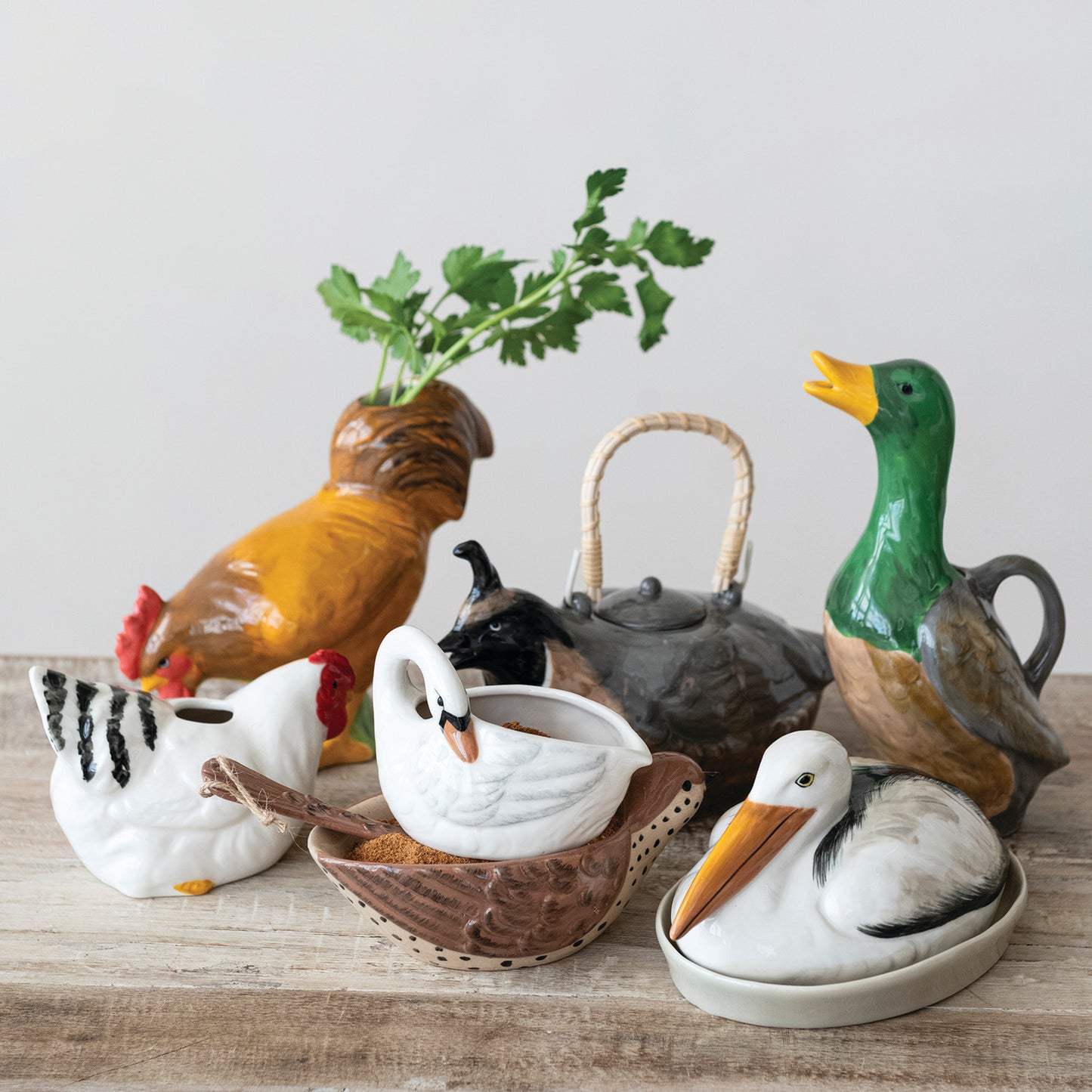 Stoneware Rooster Shaped Vase