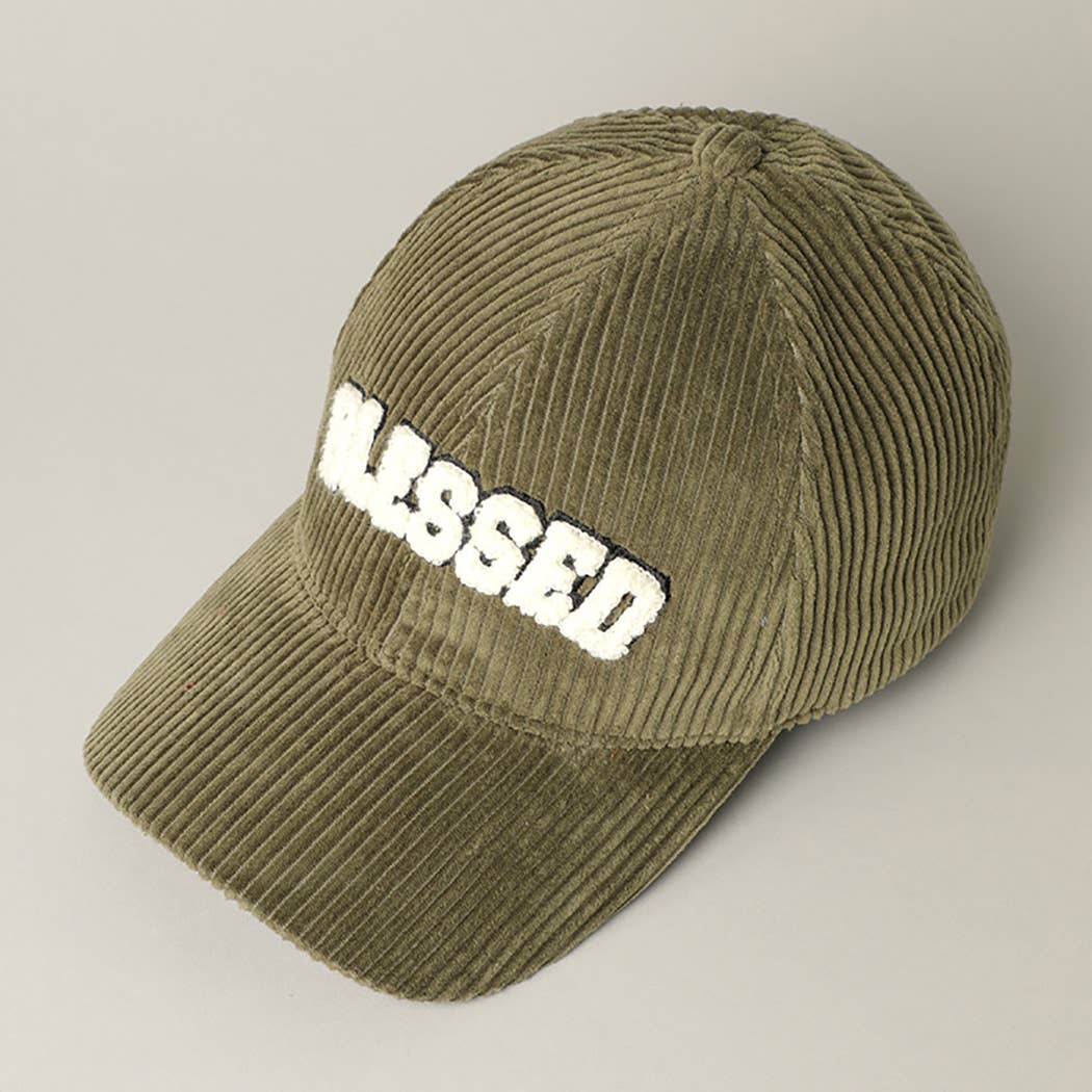 BLESSED Embroidered Corduroy Baseball Cap