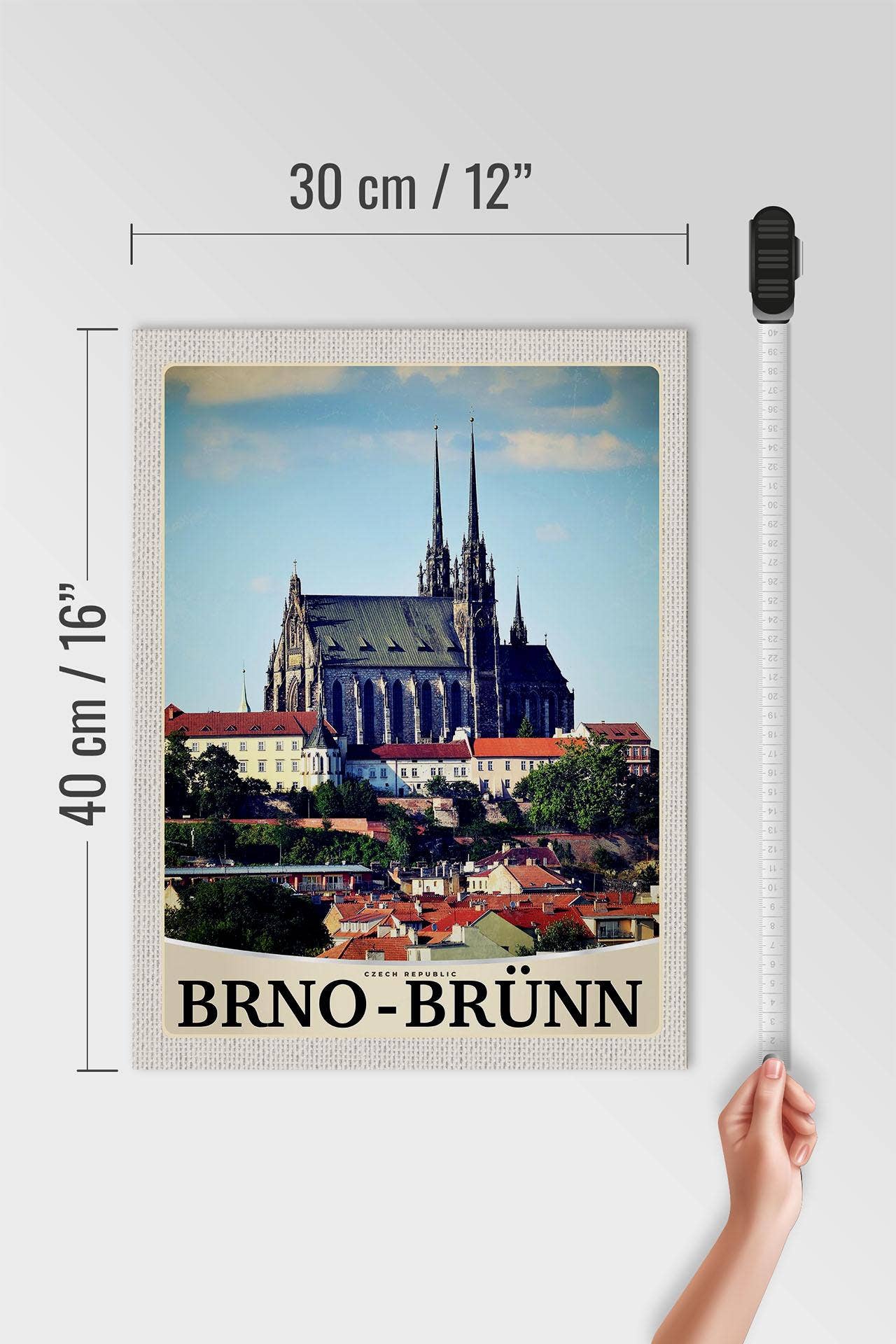 Brno City Church Czech Republic Wooden Sign