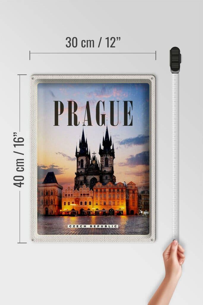 Retro Czech Republic Prague Deco Tin Sign