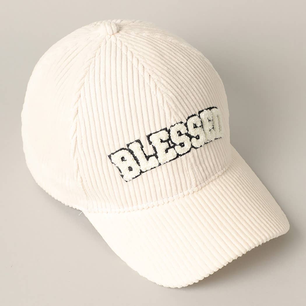 BLESSED Embroidered Corduroy Baseball Cap