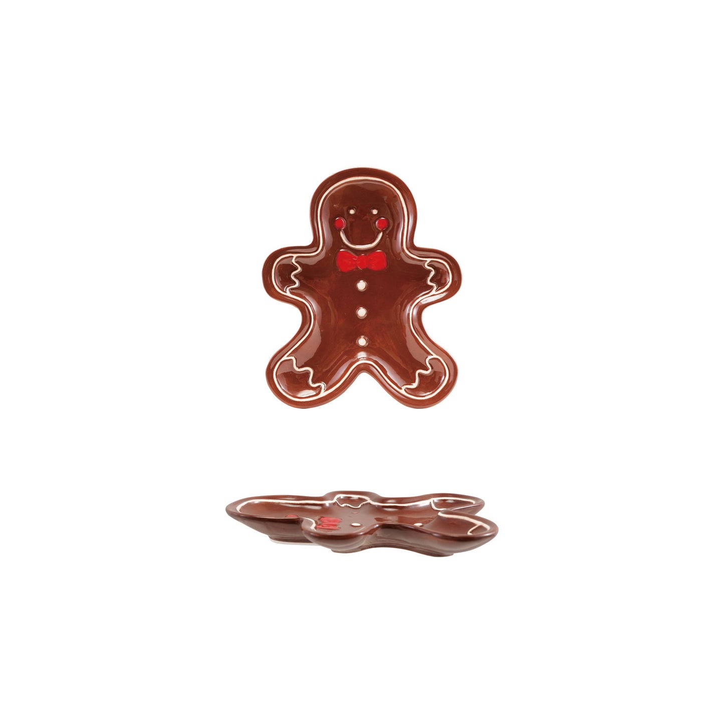 Hand-Painted Ceramic Gingerbread Shaped Dish