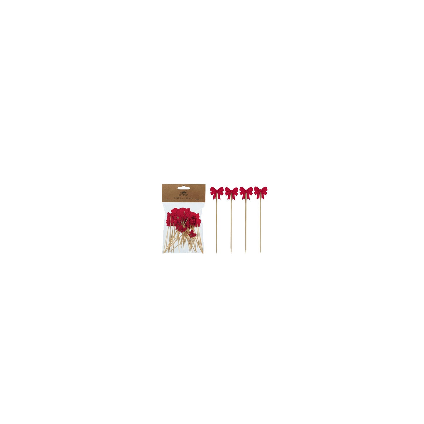 Bamboo Single Use Picks w/ Bow Shaped Handles
