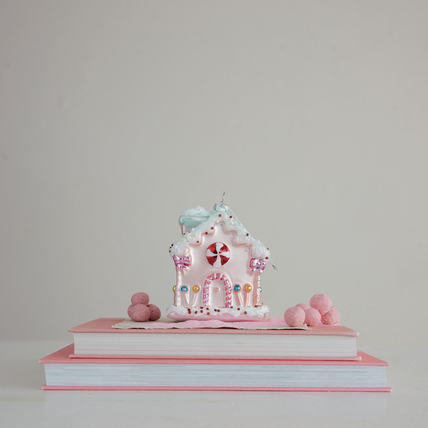 Hand-Painted Glass Candy House Ornament