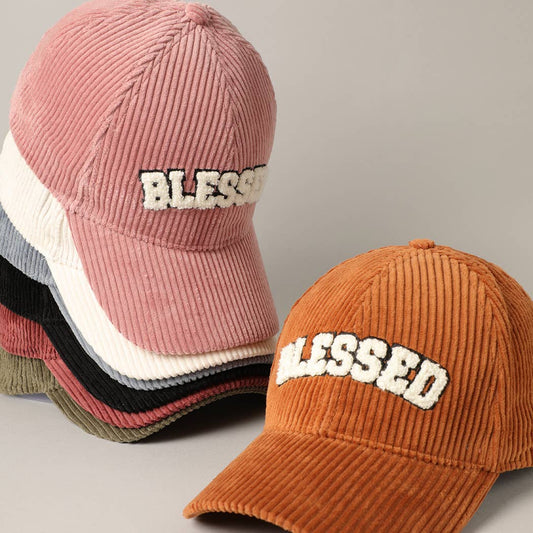 BLESSED Embroidered Corduroy Baseball Cap