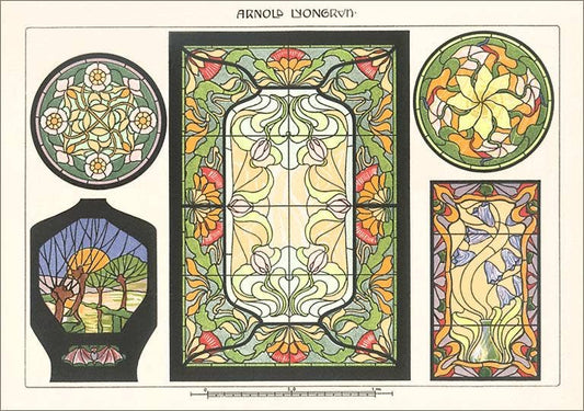 Greeting Card Art Nouveau Stained Glass