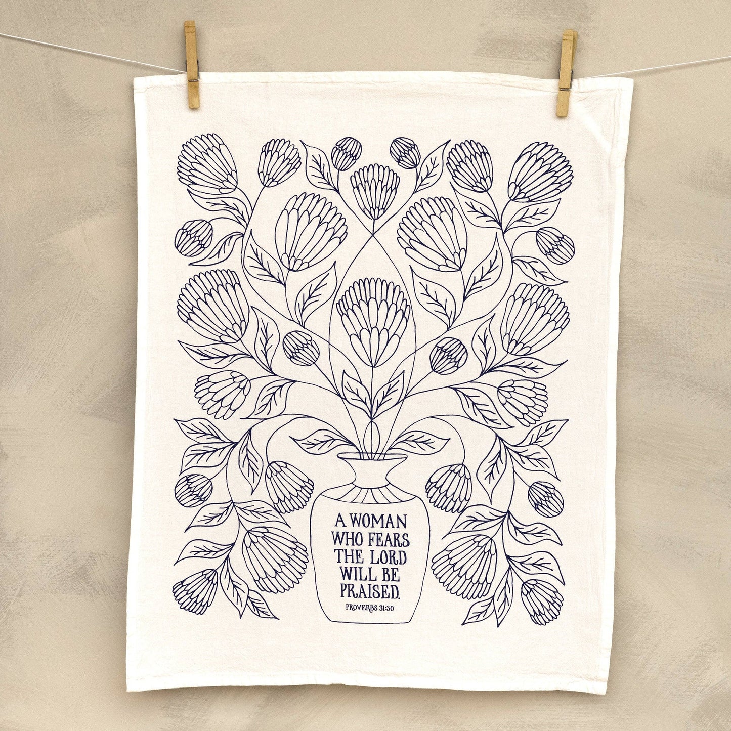 A Woman Who Fears the Lord Scripture Tea Towel — Proverbs 31