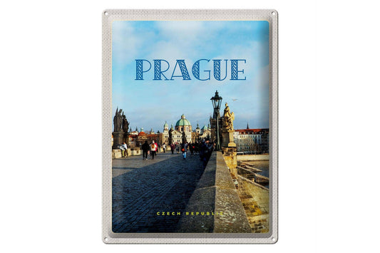 Old Town Prague Czech Republic Bridge Tin Sign