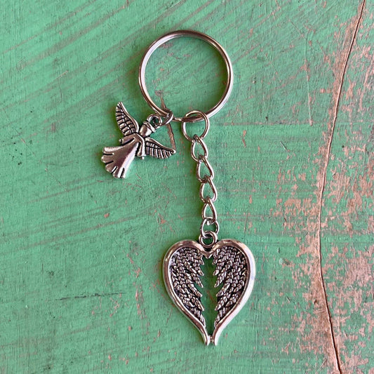 Angel Wing Heart Keychain