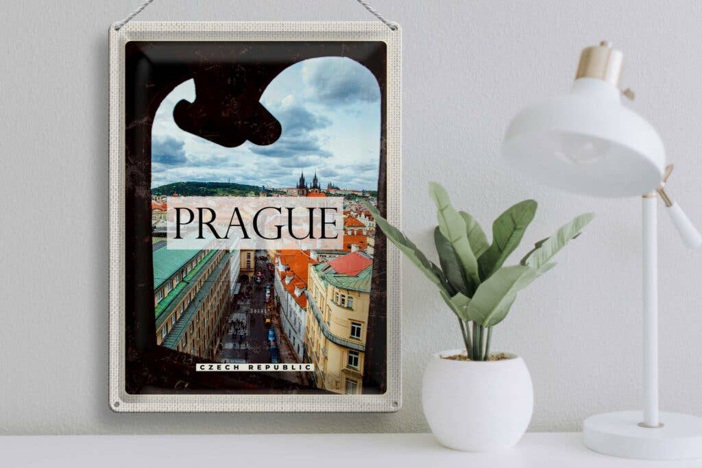 Prague Old Town Czech Republic Gift Tin Sign
