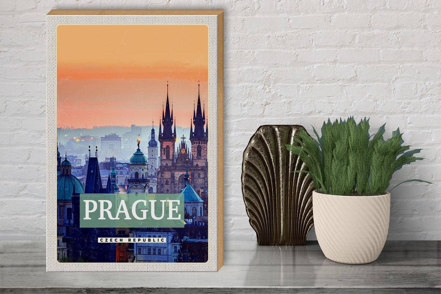 Old Town Prague Czech Republic Wooden Sign