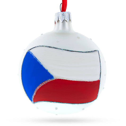 Flag of Czech Republic Glass Ornament