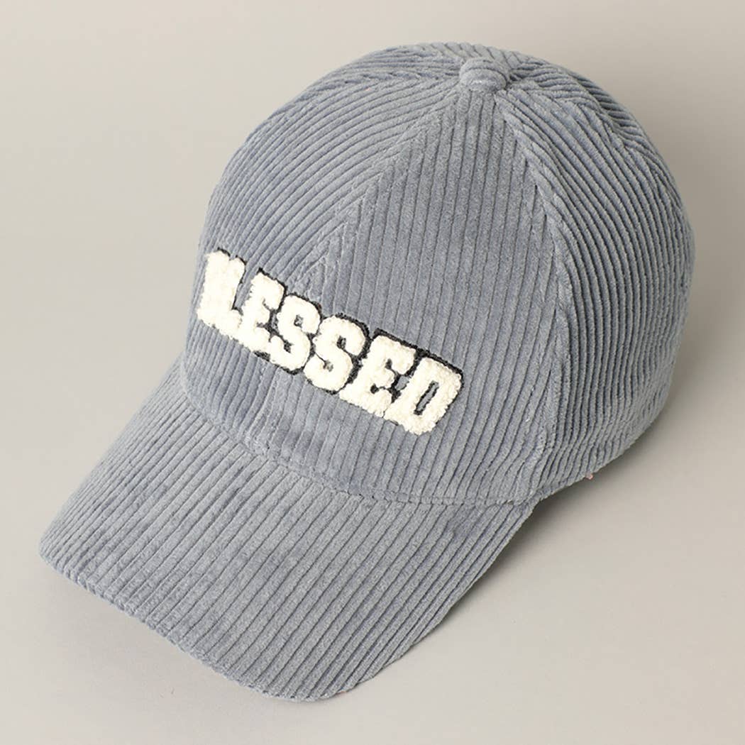 BLESSED Embroidered Corduroy Baseball Cap