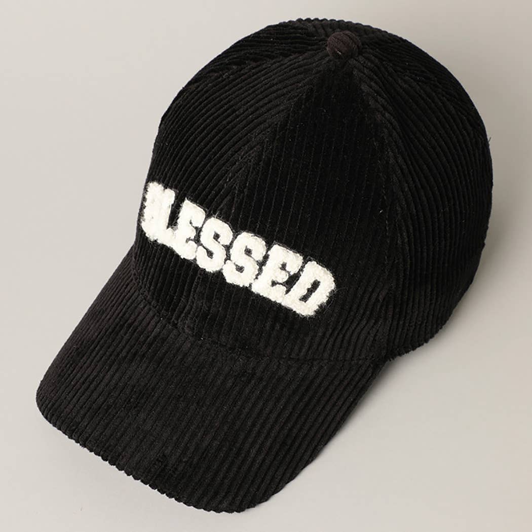 BLESSED Embroidered Corduroy Baseball Cap