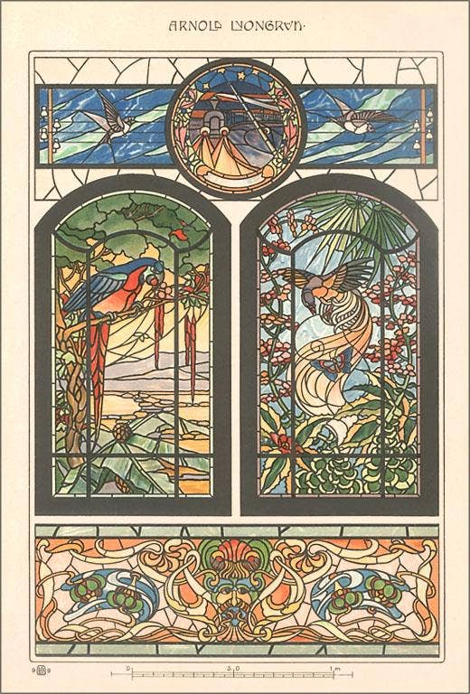 Greeting Card Art Nouveau Stained Glass