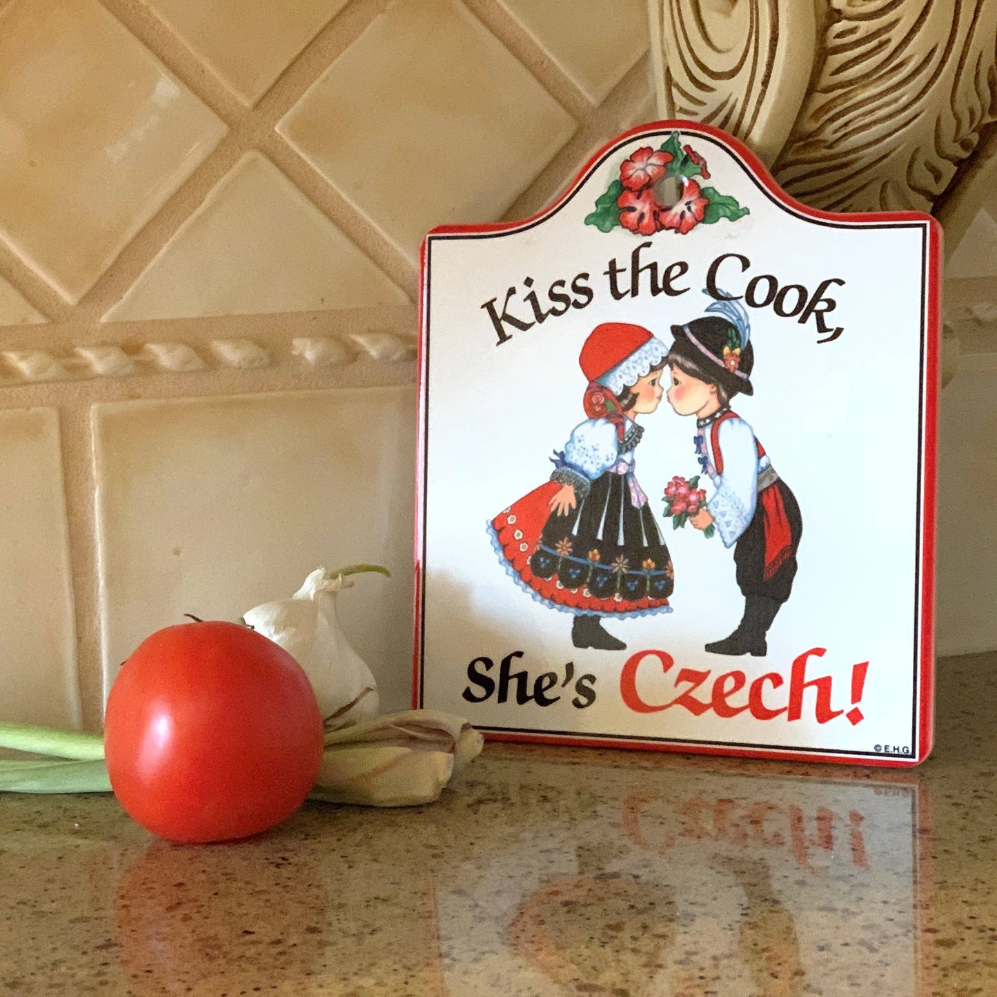 Ceramic Cheeseboard With Cork Backing: Czech