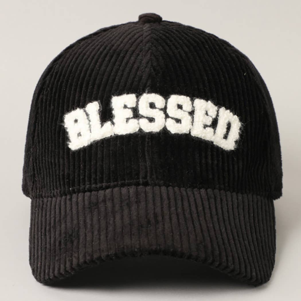 BLESSED Embroidered Corduroy Baseball Cap