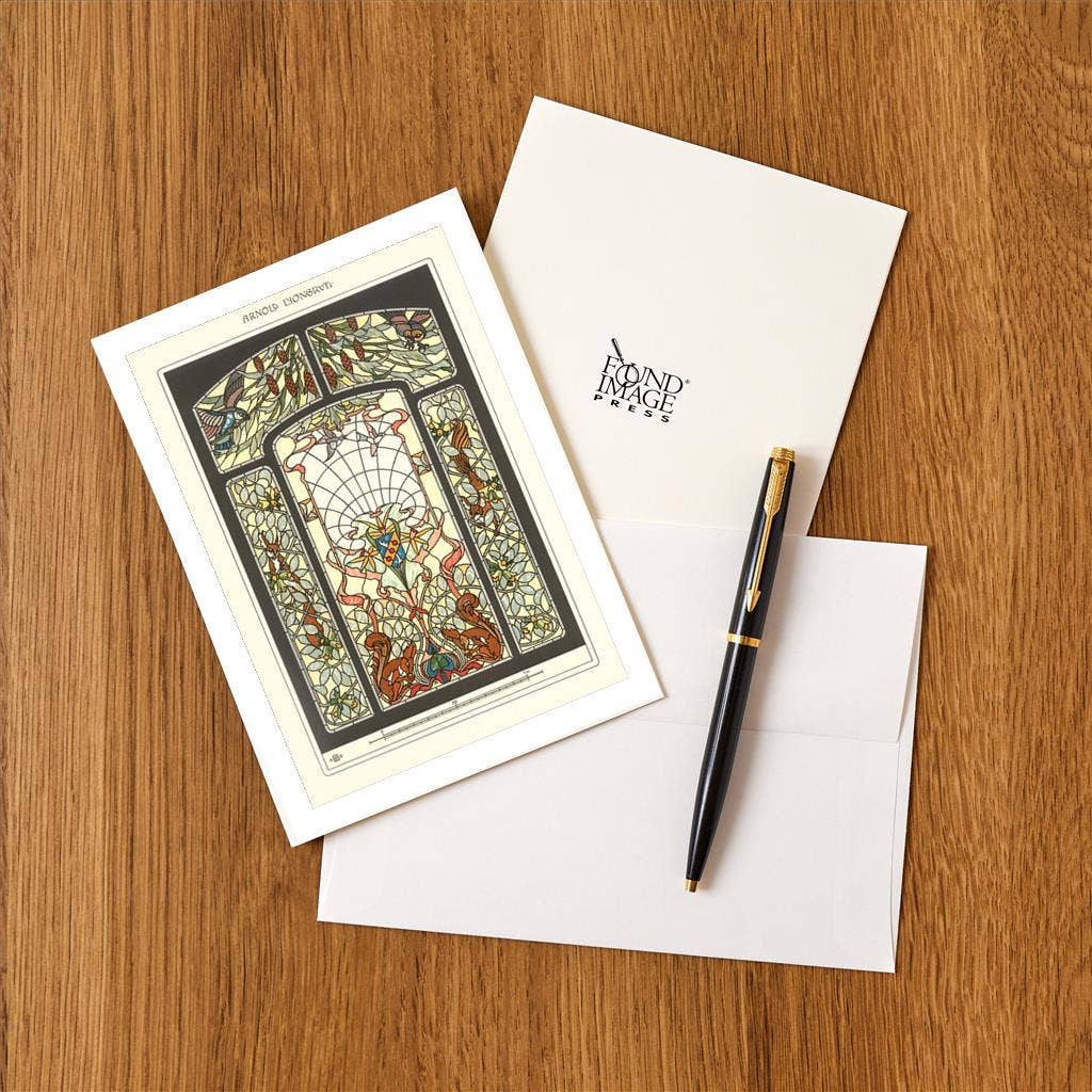 Greeting Card Art Nouveau Stained Glass