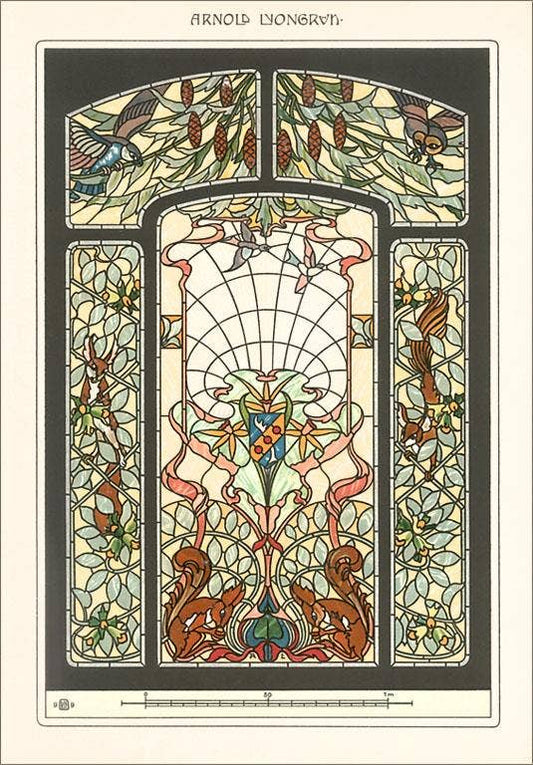 Greeting Card Art Nouveau Stained Glass