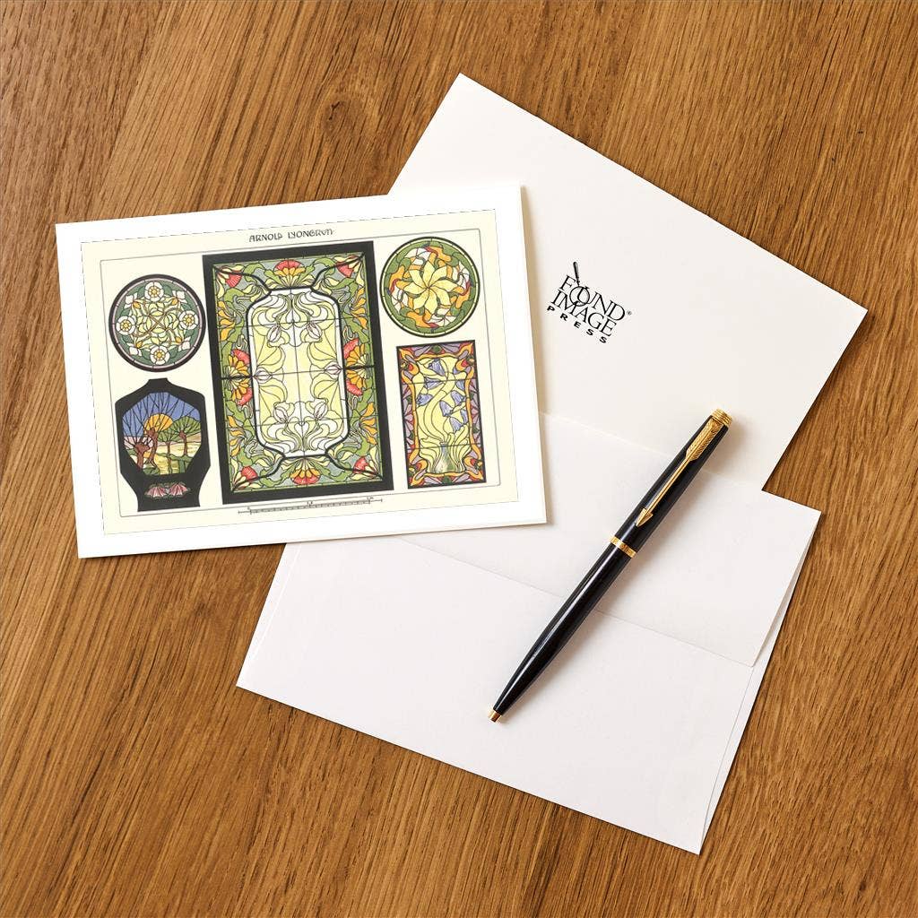 Greeting Card Art Nouveau Stained Glass