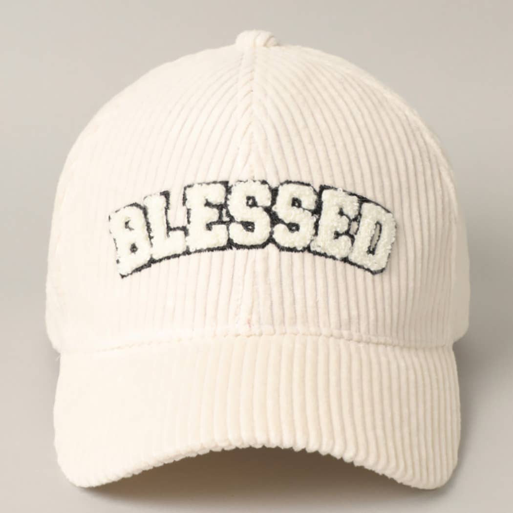 BLESSED Embroidered Corduroy Baseball Cap