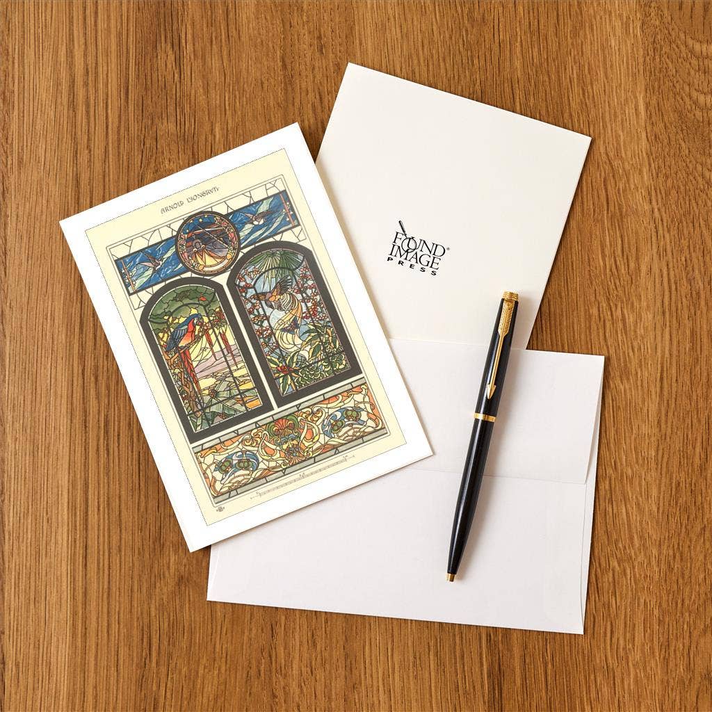 Greeting Card Art Nouveau Stained Glass