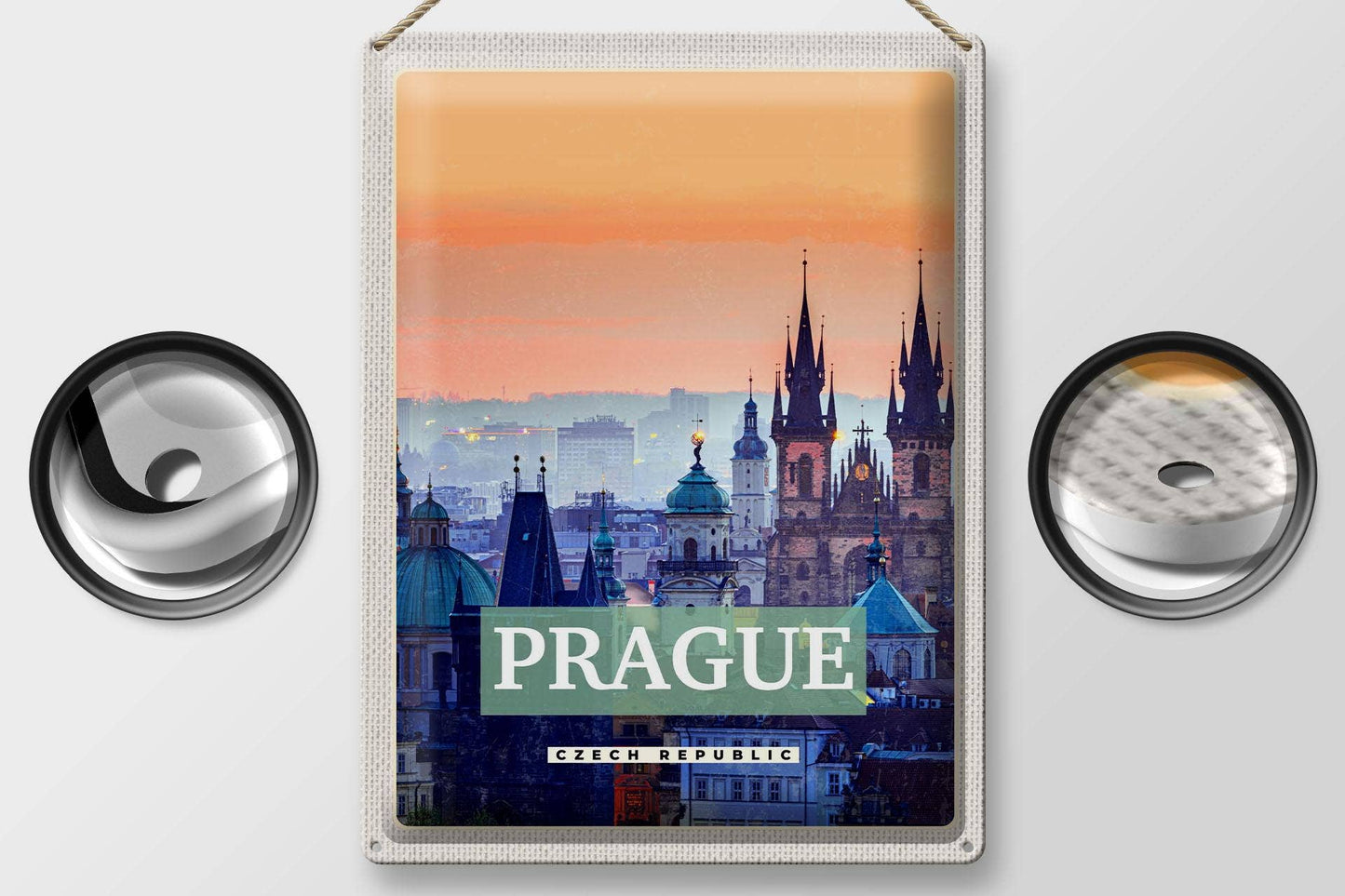 Old Town Prague Czech Republic Deco Travel Tin Sign