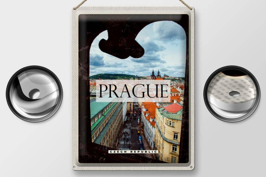 Prague Old Town Czech Republic Gift Tin Sign