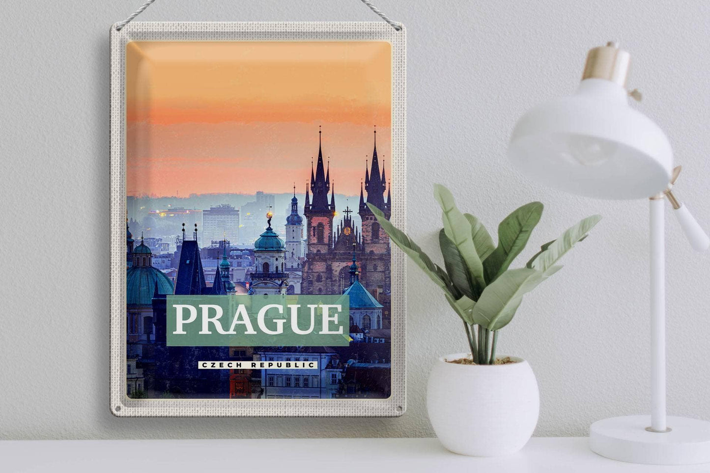 Old Town Prague Czech Republic Deco Travel Tin Sign