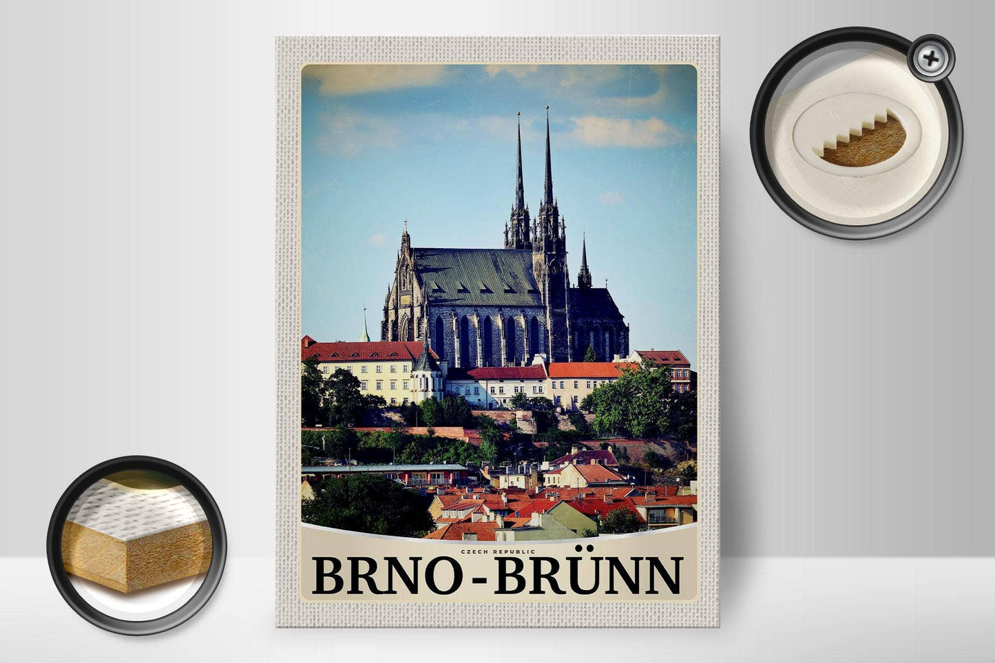 Brno City Church Czech Republic Wooden Sign