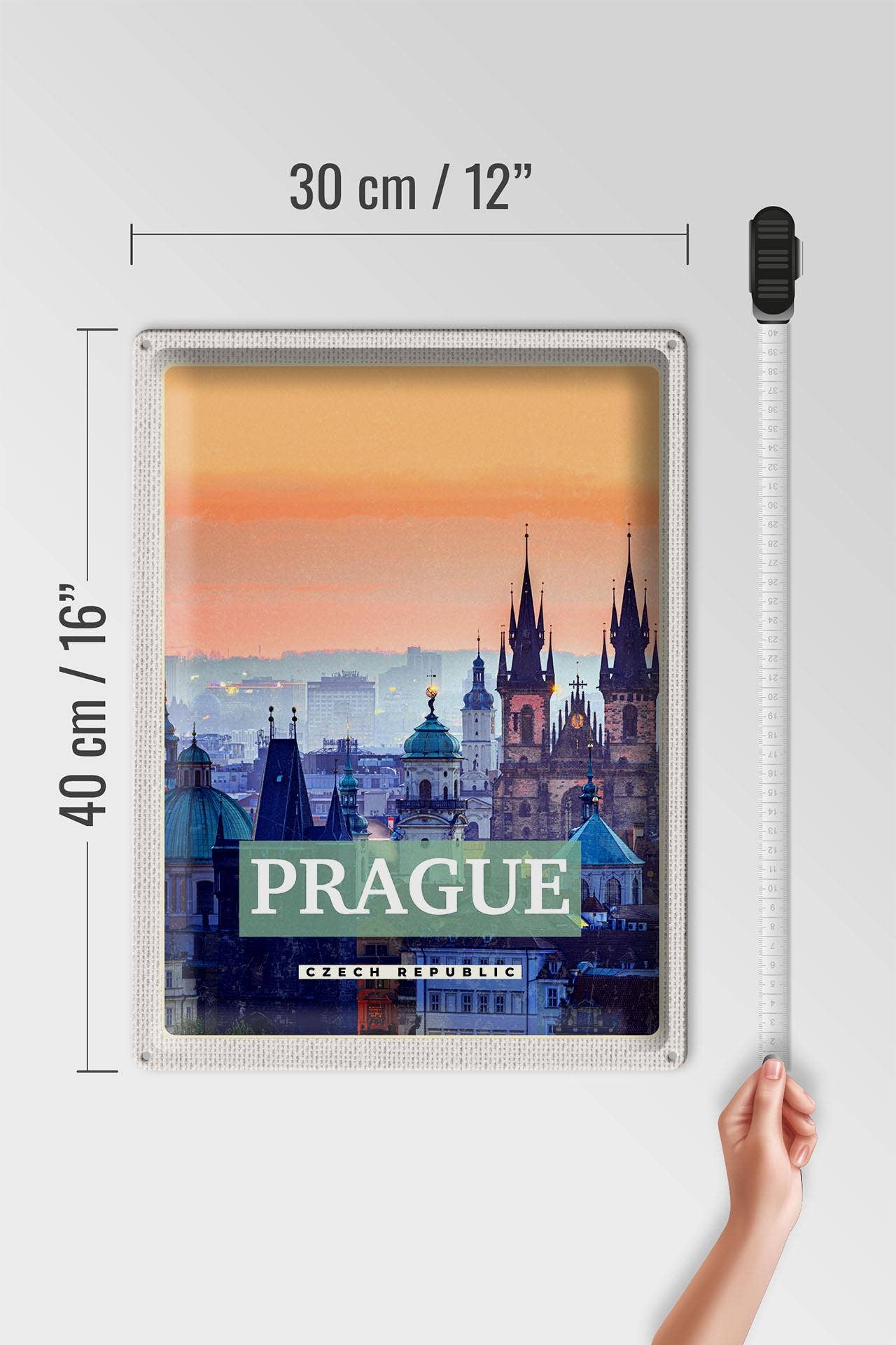 Old Town Prague Czech Republic Deco Travel Tin Sign