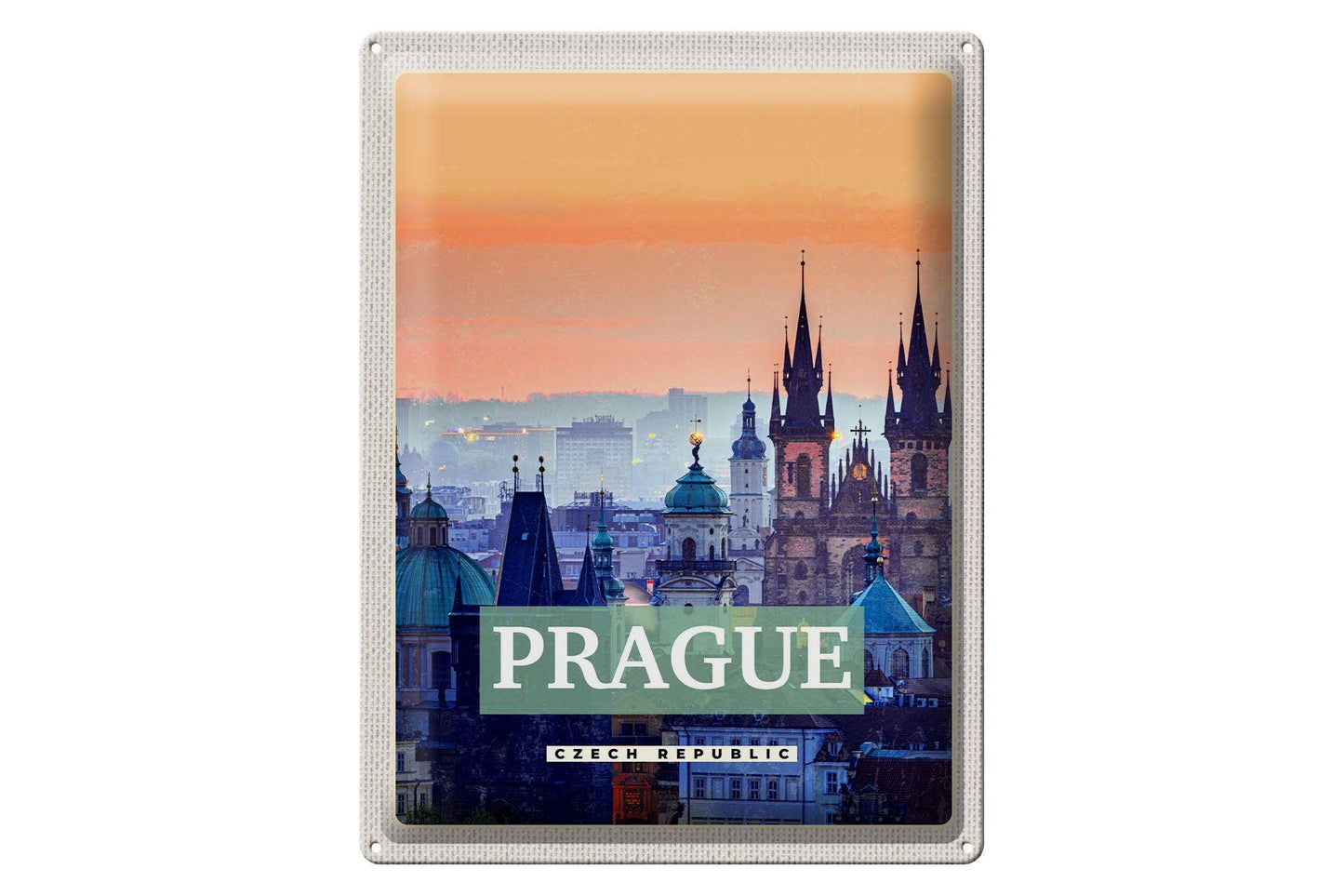 Old Town Prague Czech Republic Deco Travel Tin Sign
