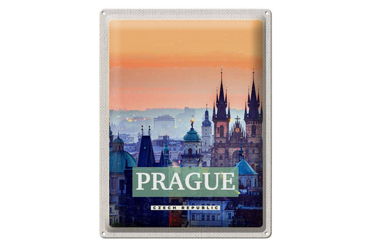 Old Town Prague Czech Republic Deco Travel Tin Sign