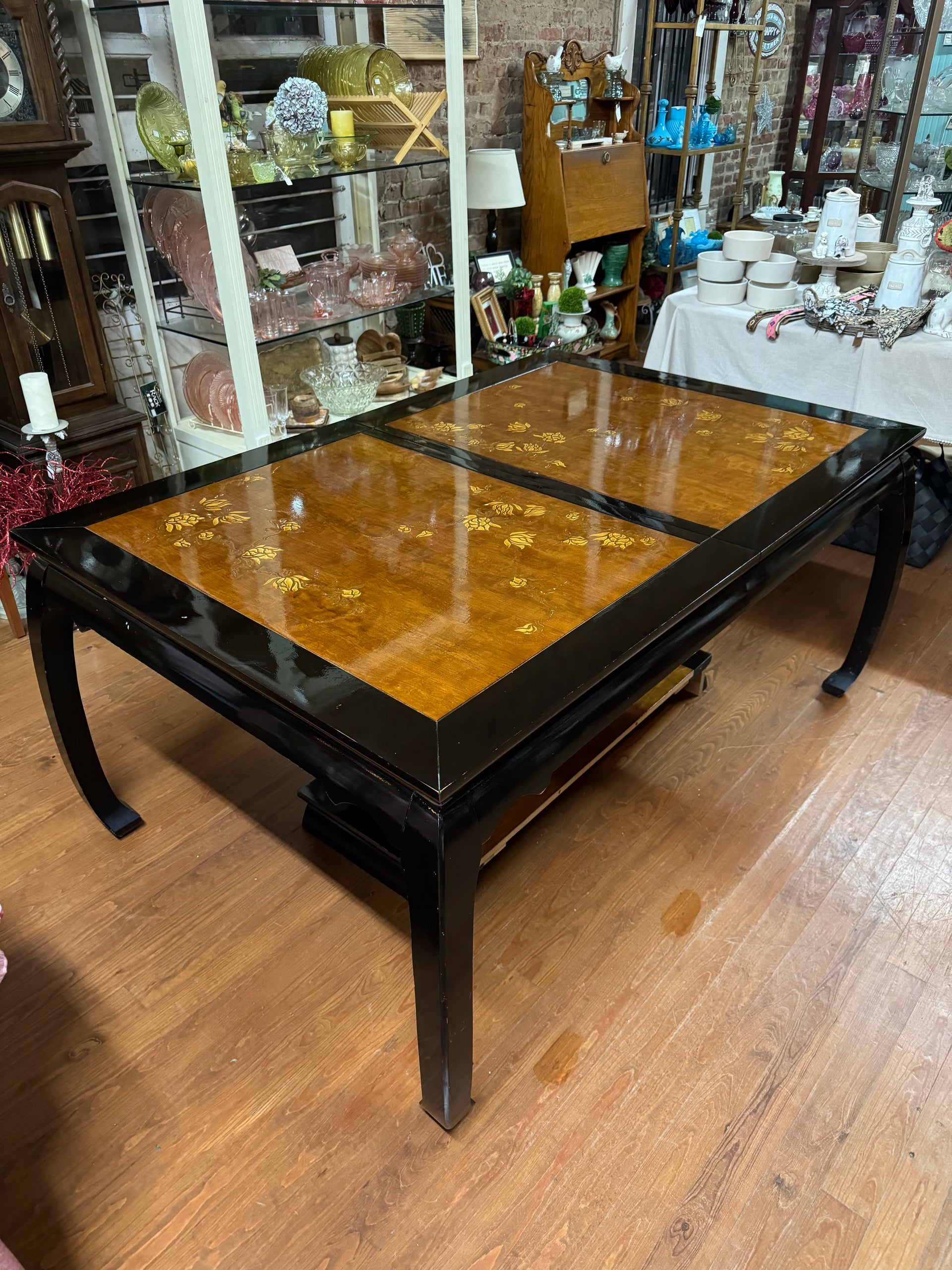 Vintage oriental style dining table with leaf insert – Czech