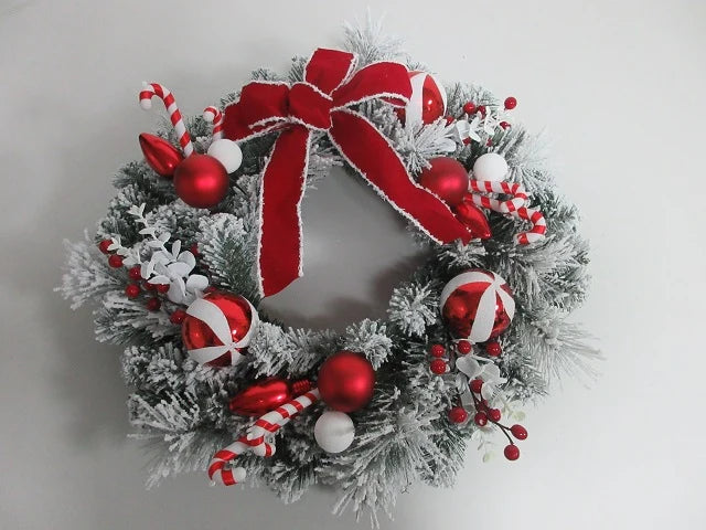 Snowy Wreath with Bow